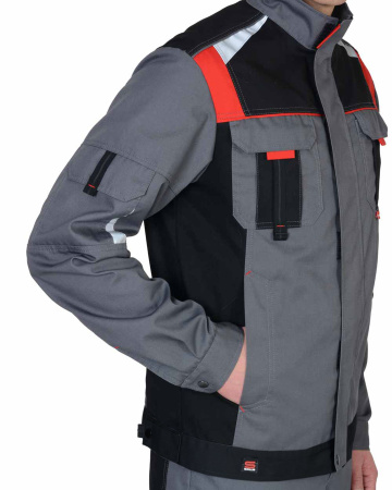 Куртка "Стан" :  ср-серая с черной и красной отделкой  (ЧЗ)