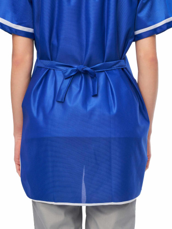 Халат женский нейлоновый (кор. рукав) васильковый, на молнии