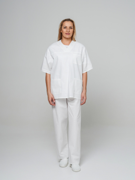 Брюки рабочие универсальная №104 белые, ткань ТИСИ