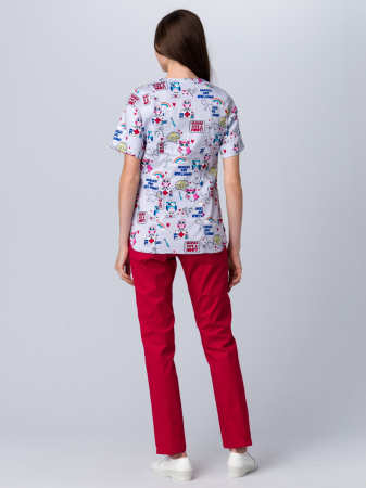 Костюм женский хирургический Модерн-001 (тк.Спандекс,175) MedLine, принт/красный