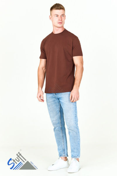 Футболки МУЖСКИЕ трикотажные (состав: 100% х/б); плотность 160 гр/м² (шоколад) (ЧЗ)