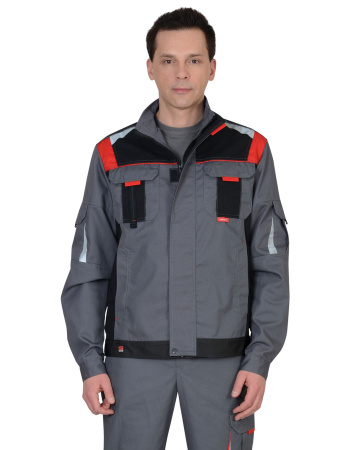 Куртка "Стан" :  ср-серая с черной и красной отделкой  (ЧЗ)