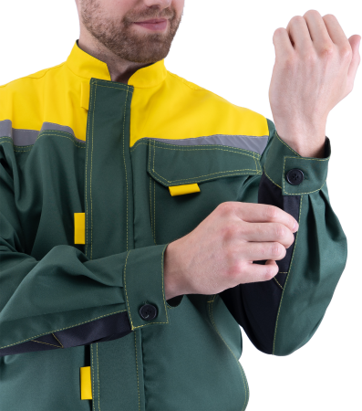 Костюм КМ-10 ЛЮКС летний, зеленый-желтый (Куртка+полукомбинезон) (ЧЗ)