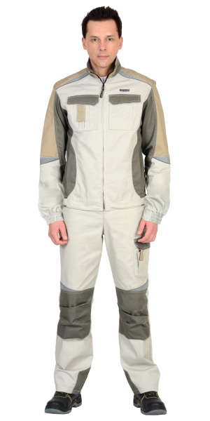 Куртка "КАСПИЙ" молочная с оливой и песочным и СОП Тк. Rodos (ЧЗ)