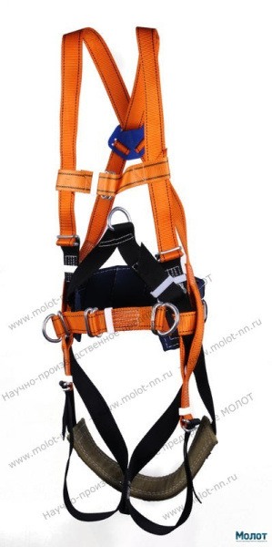 СУПР II Ж - Страховочно-удерживающая привязь с наплечными и набедренными  лямками  с сидением, ремень, уширенный кушак, три элемента крепления для рабочего позиционирования, один элемент крепления для останова падения .