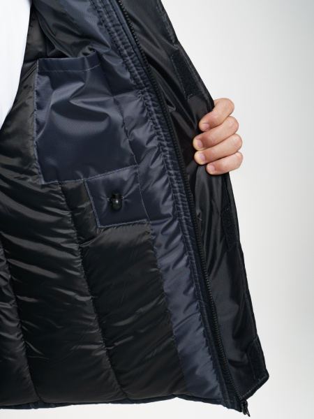 Куртка мужская зимняя Кур704 ткань Оксфорд, цвет темно-серый с черным