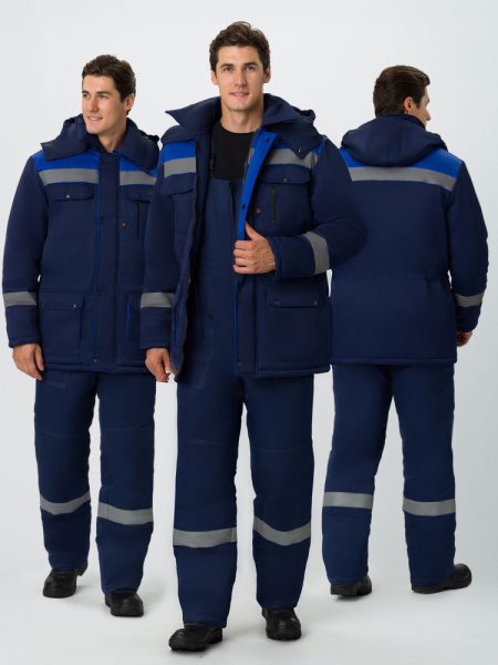 Костюм зимний Титан (тк.Смесовая,210) п/к, т.синий/васильковый (ЧЗ)