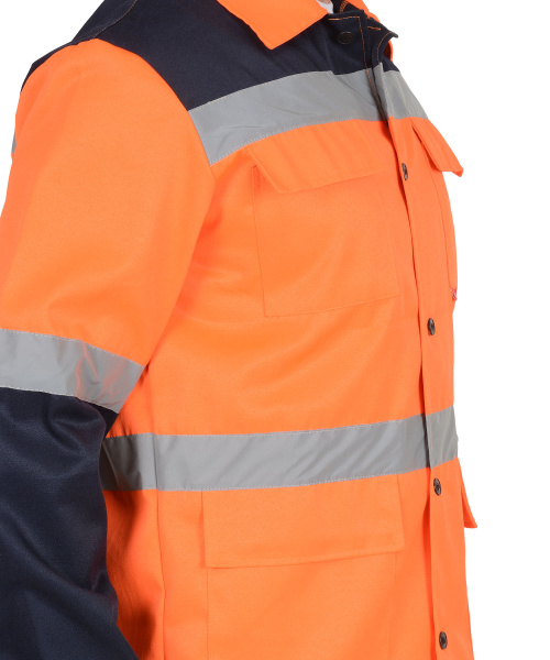 Костюм "Магистраль-Специалист" лет.: куртка длин., п/комб. оранж. с синим и СОП 