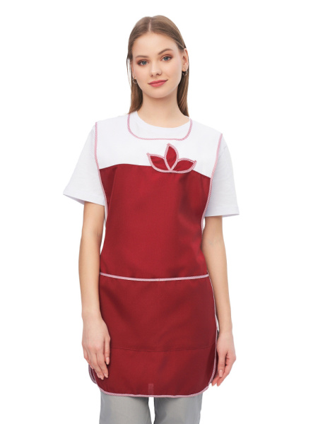 Фартук-сарафан "Цветок" бордовый с белым