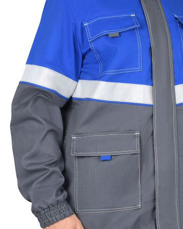 Куртка "Самотлор" длинная, серая с васильковым (ЧЗ)