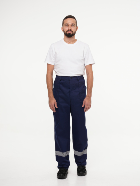 Костюм рабочий мужской №111 (куртка, брюки) тёмно-синий с васильковым (ЧЗ)