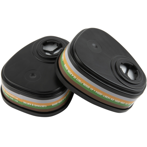 6641 Фильтр противогазовый Jeta Safety для защиты от органических, неорганических, кислых газов и аммиака класса A2B2E2K2 (2 шт. в упаковке)