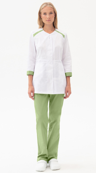 Костюм МИРАЖ белый/зеленый тк. Оптима Кос 741 (ЧЗ)