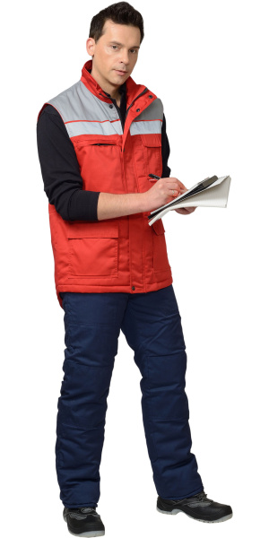 Жилет "Спец" утеплённый мужской красный с серым (ЧЗ)