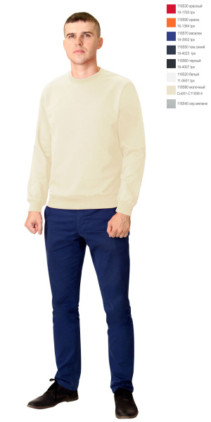 Толстовка-футер дл. рукава молочная, рукав с манжетом, пл.240 г/кв.м.