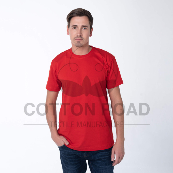 Футболки МУЖСКИЕ трикотажные (состав: 100% х/б); плотность 180 гр/м² (18-1664) (Красный)
