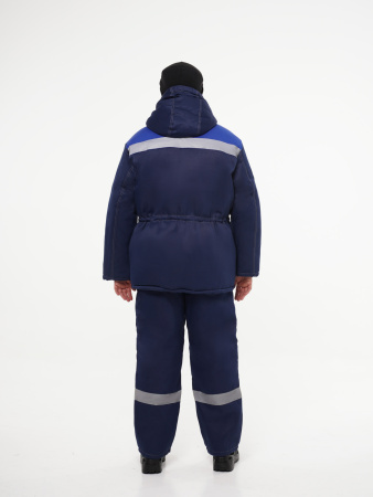 Куртка мужская зимняя Кур706 ткань смесовая, цвет темно-синий с васильковым