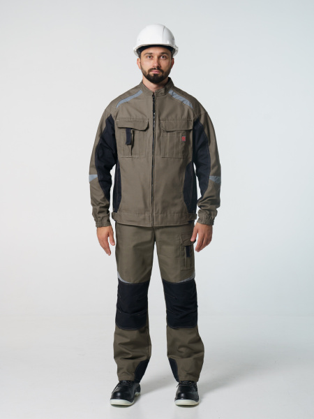 Полукомбинезон рабочий мужской №116 хаки, черный, СОП, ткань Канвас