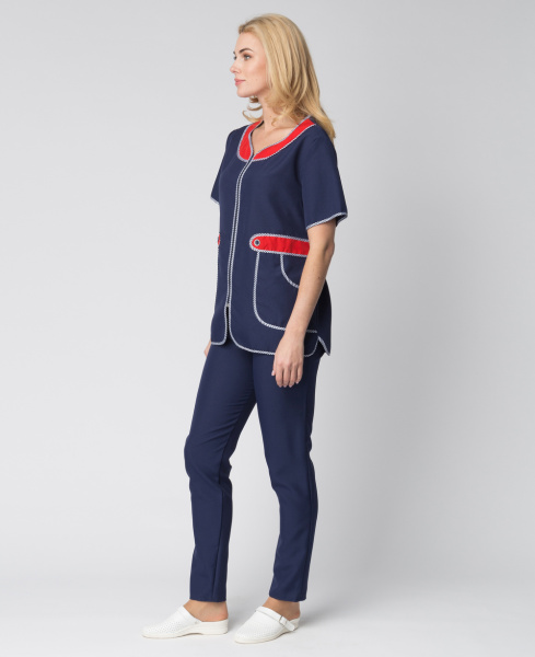 Костюм женский Модница (тк.Габардин), т.синий/красный (распродажа) (ЧЗ)