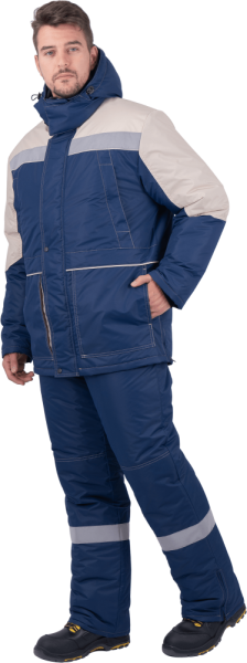 Костюм ЕНИСЕЙ зимний синий-бежевый, куртка/ п/к КОС 1100 Нортси Лайт Аква5, пл. 120 г/м²
