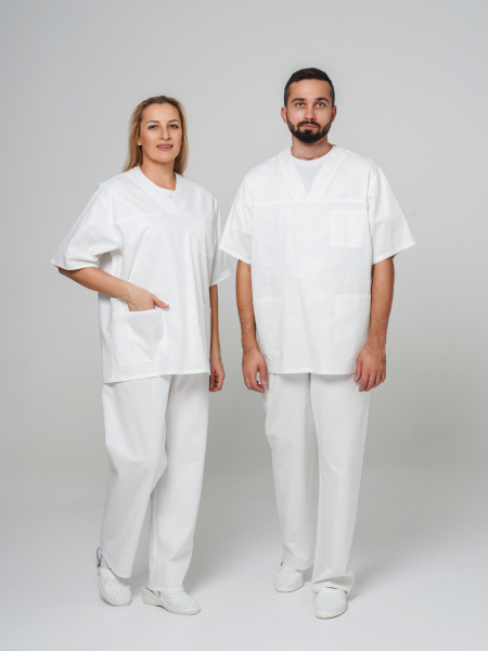 Костюм рабочий универсальный №105 (куртка, брюки) отбеленный, ткань Бязь