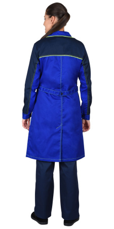 Халат "Ирина" женский васильковый с синим и лимонным кантом (ЧЗ)