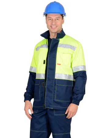 Костюм "Терминал" летн., куртка, п/к. : темно-синий с лимонным 