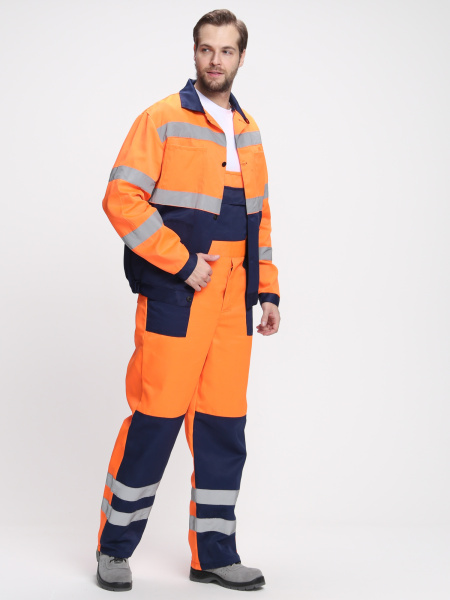 Костюм Легион-Трасса (тк.Смесовая,210) п/к, оранжевый/т.синий РОБАСНАБ