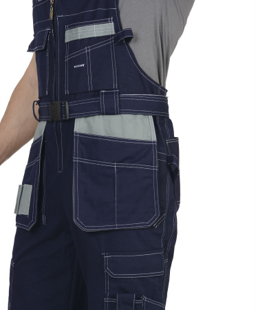 Полукомбинезон "Премиум плюс" (100% узбекская саржа) синий с серым (ЧЗ)