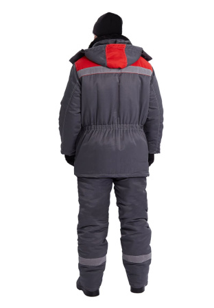 Костюм зимний "ВЬЮГА" куртка/полукомб. цвет: т.серый/красный URSUS (ЧЗ)