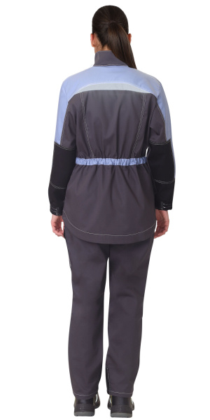 Костюм "Фаворит-Мега" жен.: куртка,п/к,серый с черн., и сиреневым, СОП Тк. Rodos Распродажа