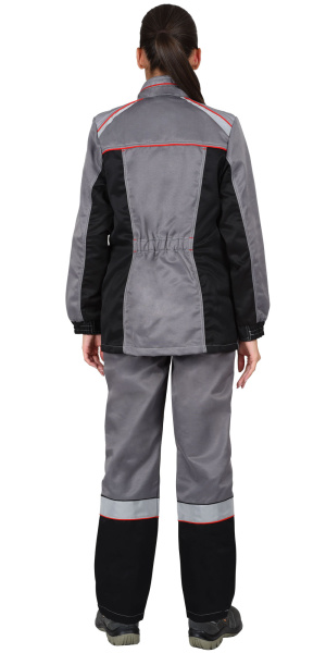 Костюм "ВОЛОГДА" жен.курт.бр. средне-серый со светло серым и черным (ЧЗ)