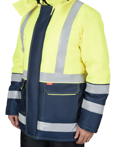 Куртка "ТЕРМИНАЛ" зимняя тк.Оксфорд синяя с лимонным и СОП (ЧЗ)