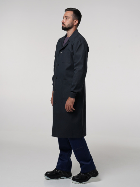 Халат рабочий мужской №200 черный, ткань Бязь