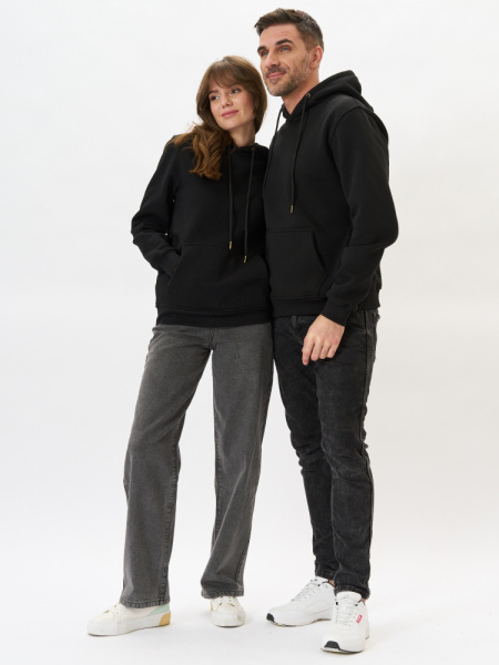 Толстовка (худи) с капюшоном черная начес (ЧЗ)