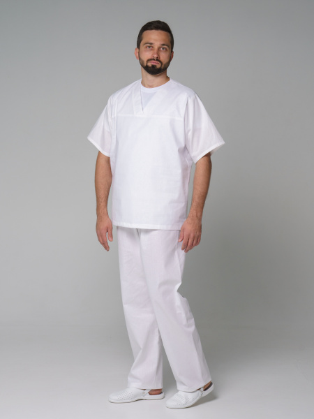 Костюм рабочий универсальный №105 (куртка, брюки) отбеленный, ткань Бязь, без карманов