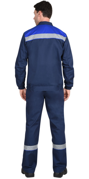 Костюм "СИРИУС-МАСТЕР" летний: куртка кор., брюки темно-синий с васильковым (ЧЗ)