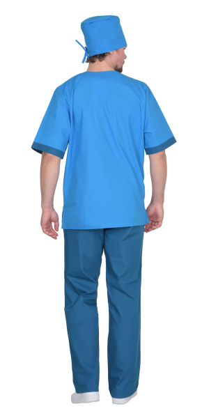 Костюм "Реал" мужской: куртка, брюки, колпак светло-синий с бирюзовым (ЧЗ)