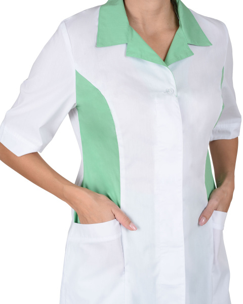 Костюм "Флоренция" женский: куртка, брюки, колпак белый с салатовым  (ЧЗ)