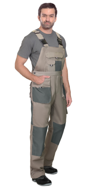 Полукомбинезон "ОБЕРОН" песочный с серо-зеленым тк. Канвас/Оксфорд (ЧЗ)
