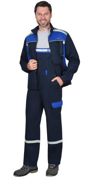 Костюм "СИРИУС-Практик-Люкс-Росс" куртка, п/к т.синий с васильк. 80% х/б,МВО пл. 260 г/кв.м (ЧЗ)