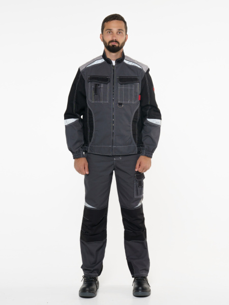 Куртка "Фаворит-Мега" серая с черн., СОП Тк. Rodos (ЧЗ)